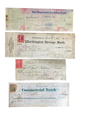 Antique Bank Checks Commercial First Merchants National Worthington Banks picture