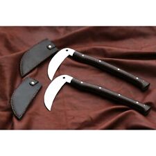 Custom Handmade Carbon Steel Blade Pair Of Kama Traditional Okinawan Full Tang picture
