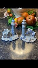 Vintage Set Of 2, Rare Ceramic Lighthouse Figurines picture