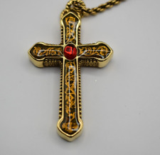 Vintage The Vatican Library Collection Gold-Toned Cross Pendant Necklace Jewelry picture