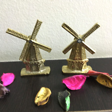 Antique Style Set of Two Brass Copper Etched Deco Windmill - طاحونة هوائية picture