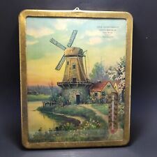 1940's Era Salesman Sample Advertising Thermometer Dutch Farm Windmill 8.5x10.5 picture