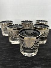 Set of 6 Vtg MCM Vitreon Queen Lusterware Silver Fade Lowball Cocktail Glasses  picture