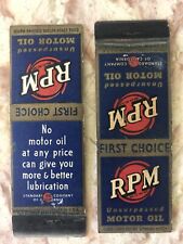Rpm Unsurpassed Motor Oil Petrol Standard CA Matchbook Cover Lot First Choice picture