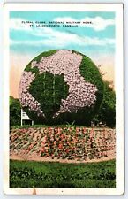 Floral Globe National Military Home Ft Leavenworth Kansas White Border Postcard picture