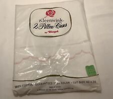 VTG Embroidered Pink Kleenwick By Reigel King Pillowcase Set In Original Pkg picture