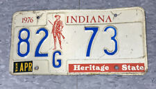 Vintage 1976 Indiana License Plate 82 73 Heritage State Man Cave Auto Decor picture