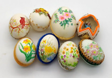 Lot of 8 Vtg Victorian Style Hand Decorated Painted Eggs Hollow picture