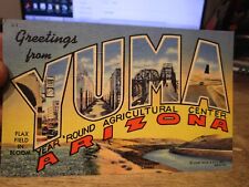 V1 ARIZONA Old Postcard Greetings from Yuma Curt Teich Large Letter Irrigation picture