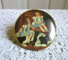Large Vintage Double Mirror Compact Two Girls & Dog Portrait Western Germany picture