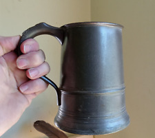EARLY 1800s BIRCH & MASON SIGNED QUART PEWTER TANKARD MUG REAL NICE picture