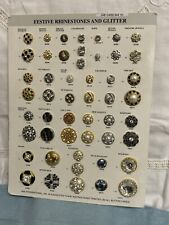 JHB 2001 FESTIVE RHINESTONES AND GLITTER Buttons Salesman Sample Card (50) Items picture