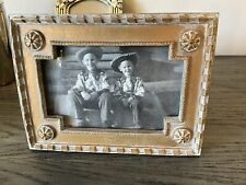 Vintage Western Themed Photo Frame Two Child Cowboys  picture