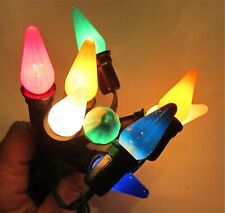 8 VTg C6 Cone Shape Xmas GE Light Bulbs Working Noma Cord/String REd Green Blue  picture