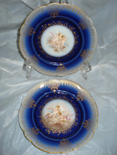 2 X Antique Collector Plates WM Guerin & Co 6” Cherub Putti In Clouds Cobalt blu picture