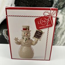 LENOX Snowman LET IT SNOW Christmas Holiday Figurine Sign Top Hat Snowflake 2018 picture