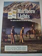 Marlboro Lights Cowboy Cigarettes Smoking Mountain Range Vintage 1980s Print Ad picture