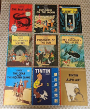9 volume THE ADVENTURES OF TINTIN by HERGE sc tpb LOT Many are NEVER READ picture