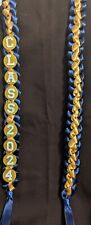 Graduation Ribbon lei  2024 solid Navy Blue, And Old Gold Custom  picture