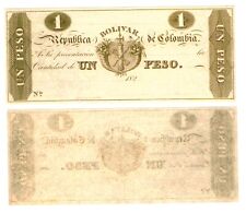-r Reproduction NOTE Colombia 1 Peso 1820 Pick #5  0991R picture