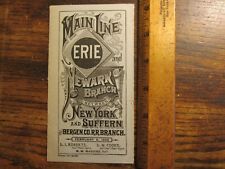 Antique Ephemera Rare 1896 Erie Railroad Folding Timetable & Map Newark Branch picture