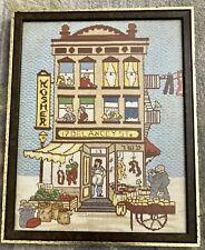 Judaica Needlepoint Old New York City Kosher Delaney St. Shop 20.5”x 16.5” Great picture