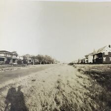 Vintage Sepia Photo Panoramic View Two Story Houses Street Neighborhood Field  picture