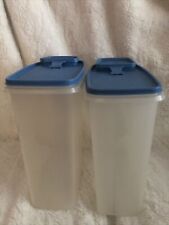 TUPPERWARE Vintage Large Cereal Storage Containers Dusky Blue Lids Preowned picture