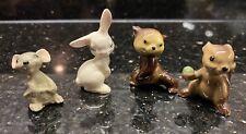 Vtg Lot of 4 Hagen Renaker Ceramic Animal Miniatures Mouse Rabbit Bear Chipmunk picture
