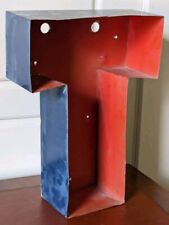 Vintage Blue & Red Metal Sign Letter “T”~ Service Gas Station Advertising ~17” picture