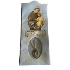 Pray for Us ST.  ANTHONY Pendant Gold Tone Necklace NEW picture