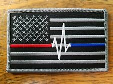 Thin Red Line Thin White Line Thin Blue Line Fire Police EMS Flag Patch picture