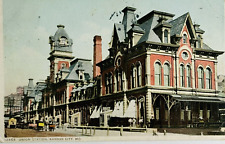 1913 Union Station Kansas City Missouri Locomotive Train Station Postcard picture