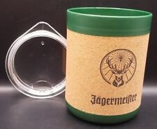 ~Jägermeister Tumbler~ Green Travel Cup Cork Sleeve w/ Lid ~Buck Logo~ DBL Sided picture