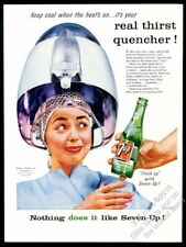 1956 beauty salon hair dryer woman photo 7up 7-up soda vintage print ad picture