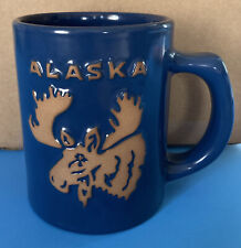 Alaska Moose Blue Embossed Souvenir 10 oz. Stoneware Coffee Mug picture
