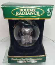 Holiday Radiance Illuminated Glass Christmas Ornament Teddy Bear Collectible New picture