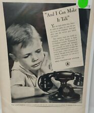 1938 Bell Telephone System Small Boy Stares at Phone Vintage Print Ad picture