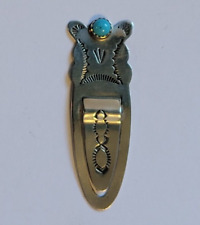 Vintage Navajo Jesse Claw Sterling Silver And Turquoise Native American Bookmark picture