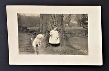 antique BABY CHILD real photo RPPC with DOG adorable victorian b/w picture