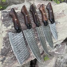Zyzo Blades HANDMADE 5 PC KITCHEN CHEIF SET IN DAMASCUS STEEL W/ FORGE Blk Wood picture