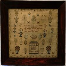EARLY 19TH CENTURY HOUSE, MOTIF & VERSE SAMPLER BY MARY EAGLAND AGED 13 - c.1840 picture