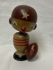 Vintage Wood Football Star Helmet Sport Spring Bobble Head Doll Japan picture