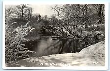 POSTCARD RPPC A Winter Scene Colon Michigan 1947 Stream Bridge Snow picture