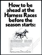1970 harness racing horse art Hollywood Park race track vintage print ad picture