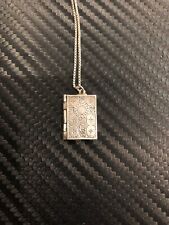 Vintage Silver Tone Franciscan Monastery Book Pendant On 925 Necklace picture