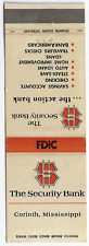 The Security Bank Corinth Mississippi Empty Matchbook Cover picture