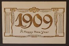 Gold Embossed Happy New Year 1909 Postcard Postmarked 1908 picture