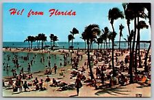 Hi From Florida FL Beach Palms Postcard UNP VTG Koppel Unused Vintage Chrome picture