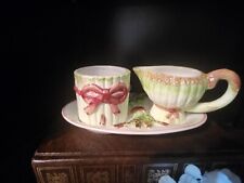 Asparagus Sugar Creamer Tray Set For Seymour Mann Hand Painted Spring Vintage picture